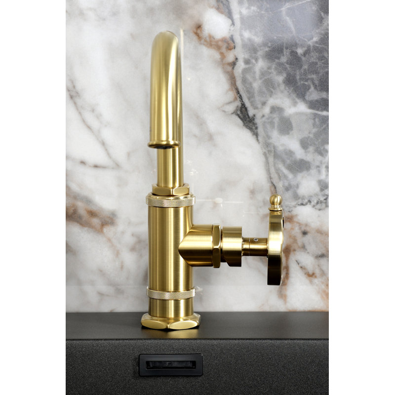 Kingston Brass Belknap Single-Handle 1-Hole Deck Mount Bathroom Faucet, Brushed Brass