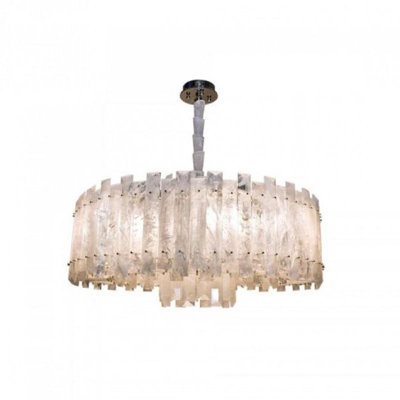 Lustre rond en nickel poli à 12 lumières