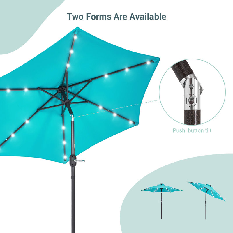 Parasol de marché lumineux 7,5 pi Asylbek, Bleu lac