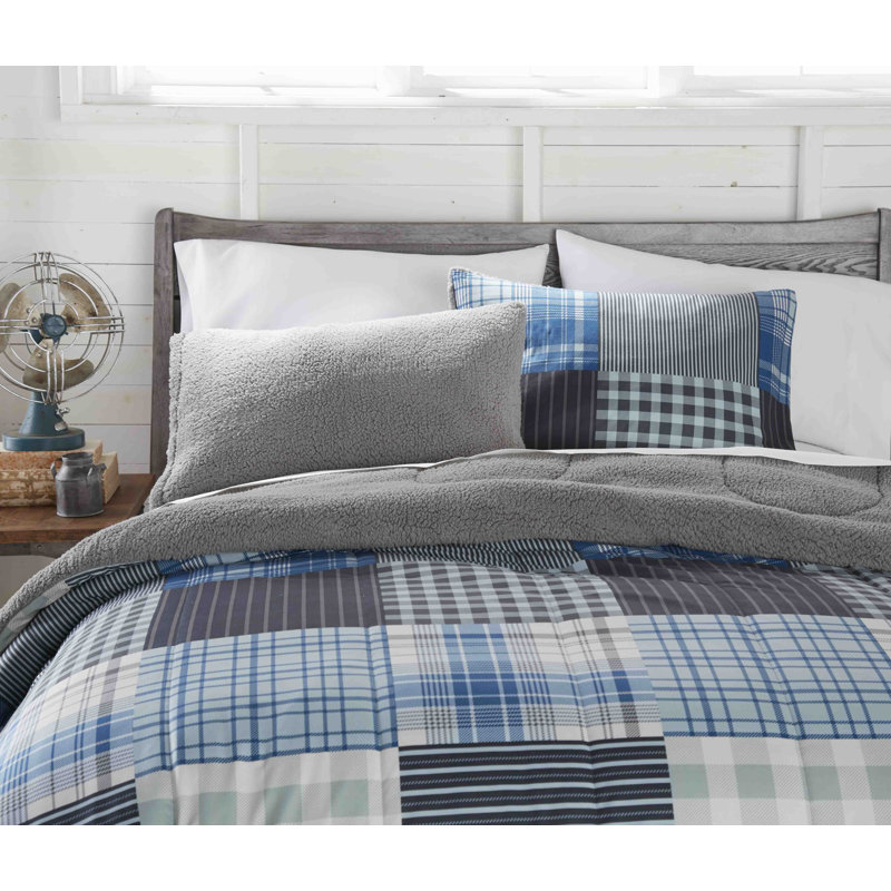 Ensemble d'édredon inversé en sherpa Micro Flannel®, Édredon pour grand lit + 2 taies décoratives