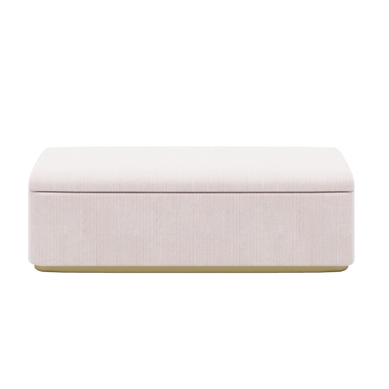 Banc de rangement rembourré en velours côtelé, Rose
