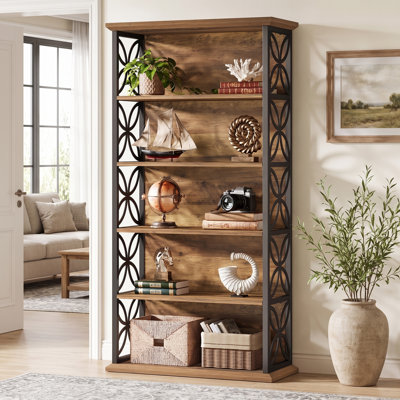 70.87" Tall Industrial Bookshelf with Metal Frame