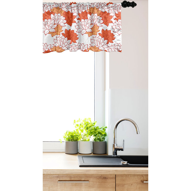 Cantonnière orange Ambesonne - paquet de 2 feuilles de lotus - saumon rubis orange, L 42 po x L 12 po