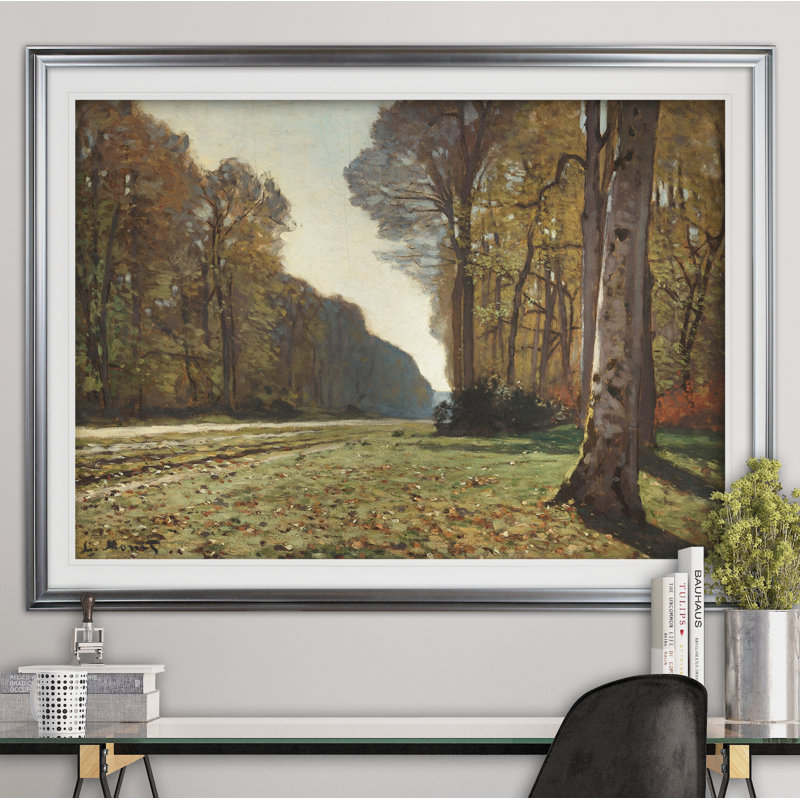 « the road of chailly » par claude monet, impression, H 28 po x l 38 po x P 1,5 po, Argent