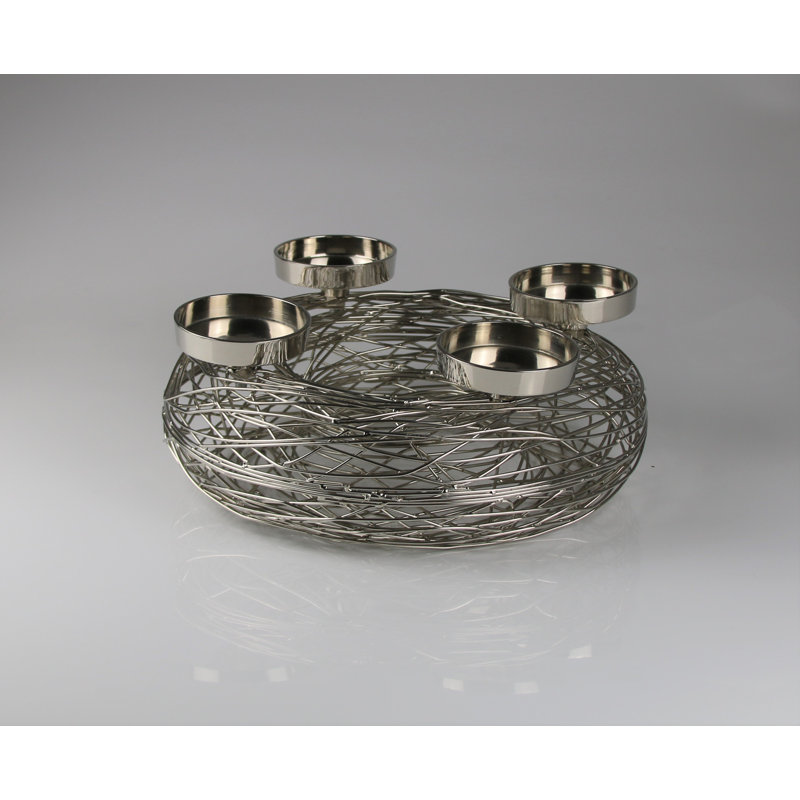 Stainless Steel Tabletop Tealight Holder, 8cm H x 30cm W x 30cm D.