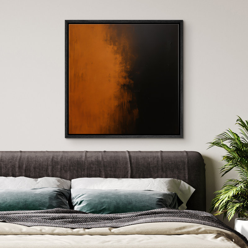 Framed Canvas Wall Art Abstract Painting Print for Modern Home Decor, Black, 24" H x 24" W