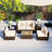 7 Pieces Outdoor Furniture Set with Fire Pit Table and Propane Tank Cover Black-904043346