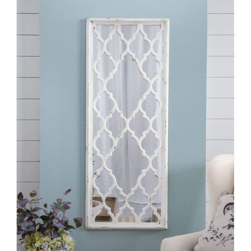 24 "x 60" miroir de plancher blanc patiné, miroir complet pour le salon de la chambre à coucher de la salle de bain