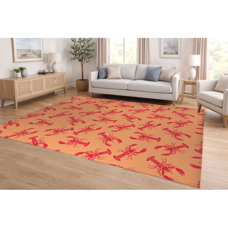 Tapis ultra-mince à profil bas Lobster, Orange, Rectangulaire 8 pi x 10 pi