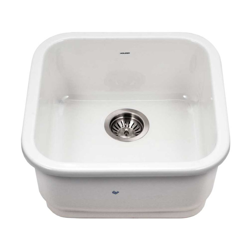 Houzer Undermount Fireclay 19-Inch Square Bar Sink, White