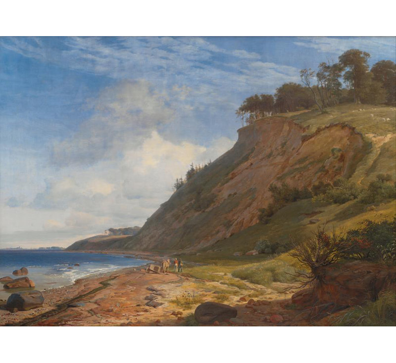 "Une côte danoise. Vue de Kitneus sur le fjords de Roskilde. Zélande" par Johan Thomas Lundbye - Art mural sur toile tendue avec châssis
