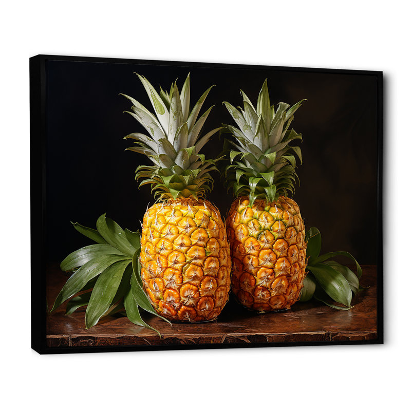 Pinapple Golden Harvest Delights, Cadre flottant noir, H 30 po x l 40 po x P 1,5 po