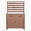 Chariot de cuisine en bois massif de 64,9 po de hauteur avec îlot de cuisine, table de préparation au barbecue, banc de jardin avec plateau en acier inoxydable, 3 tablettes mobiles et 2 tiroirs, brun-2006888289