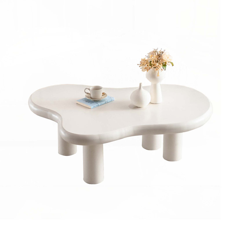 Modern Coffee Table, 15.75" H x 39.37" L x 27.56" W, Beige