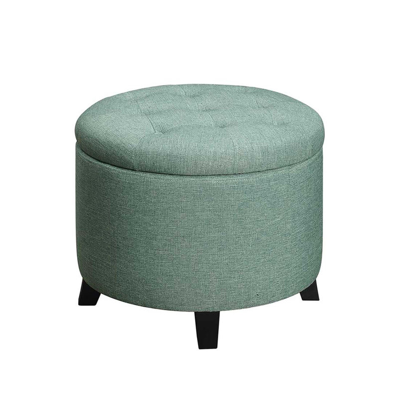Avers Upholstered Ottoman, Green Fabric