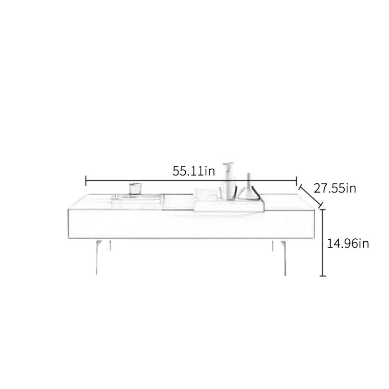Table basse minimaliste de conception moderne, H 14,96 po x L 55,11 po x l 27,55 po, Noir/brun rougeâtre