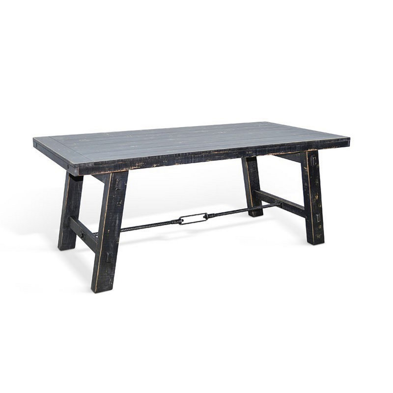 Black Mahogany Extendable Dining Table with Industrial Turnbuckles