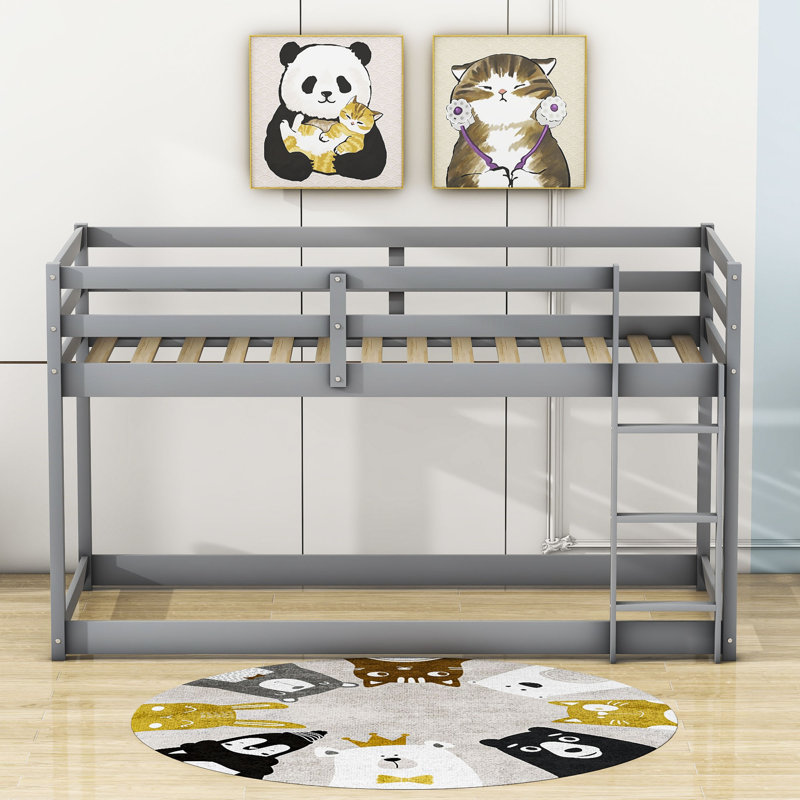 Brodhead Kids Twin Over Twin Bunk Bed, Gray