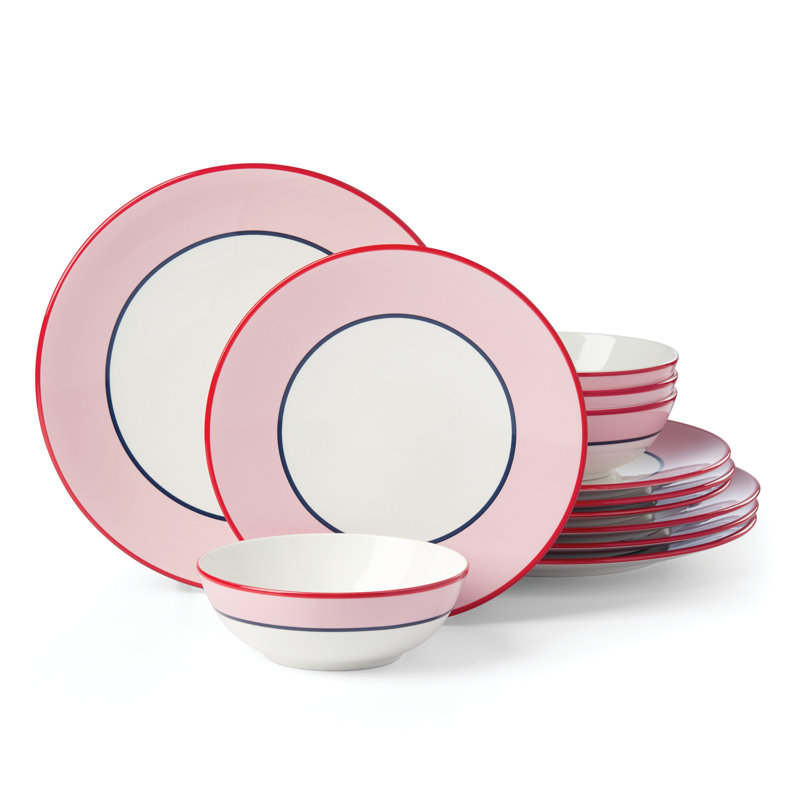 Make It Pop 12pc Dinnerware Set, Pink/Blue