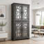 Buffet durable en panneau de fibres à densité moyenne brun foncé avec 4 portes en miroir et tablettes réglables pour un rangement polyvalent