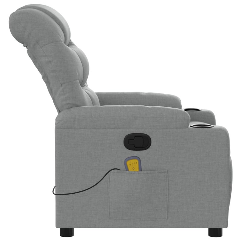 Upholstered Massage Chair, Light Gray Polyester