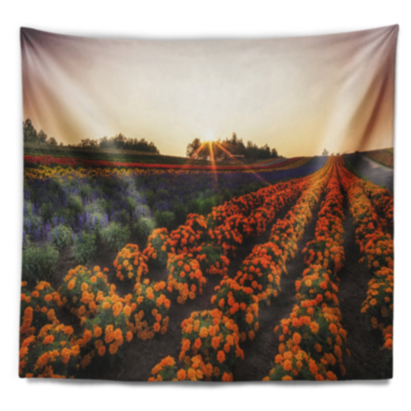 Tapisserie florale à fleurs japonaises, H 78 po x l 92 po