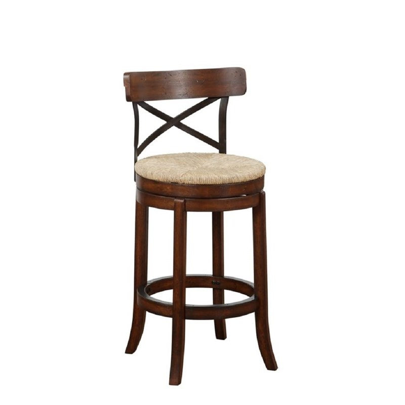 Tabouret de bar pivotant contemporain en bois d'hévéa brun Pemberry Row