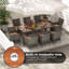 Ensemble de salle à manger de patio en acacia pour 8 personnes avec table rectangulaire Allye, coussins inclus-1715855303-1715855300