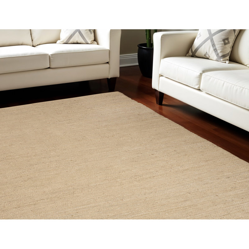 Tapis beige en jute tissé à la main 9 pi x 12 pi