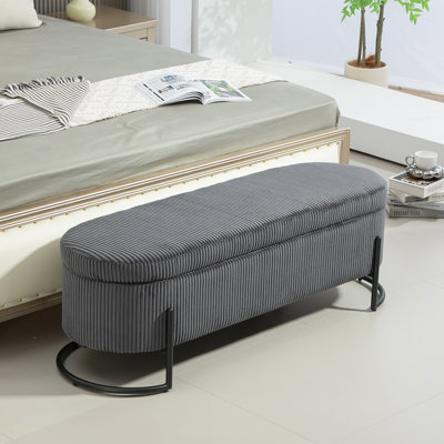 Storage Ottoman,Bedroom End Bench,Upholstered Fabric Storage Ottoman With Safety Hinge, Entryway Padded Footstool, Ottoman Bench For Living Room & Bedroom (Dark Grey)