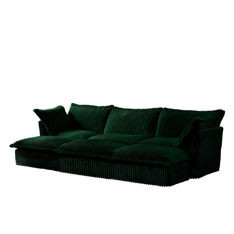 Ensemble de canapé surdimensionné en velours côtelé modulaire avec 3 repose-pieds - canapé-lit convertible et canapé modulaire noir