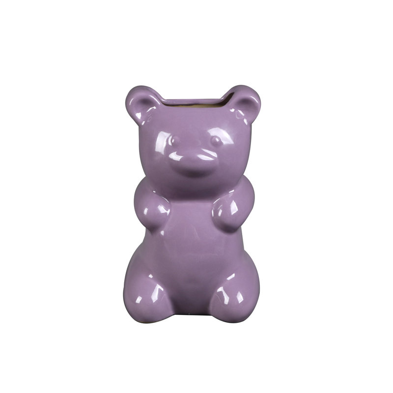 6.75"H YL Ceramic Gummy Bear Vase 4.25*3.25*6.75, Purple