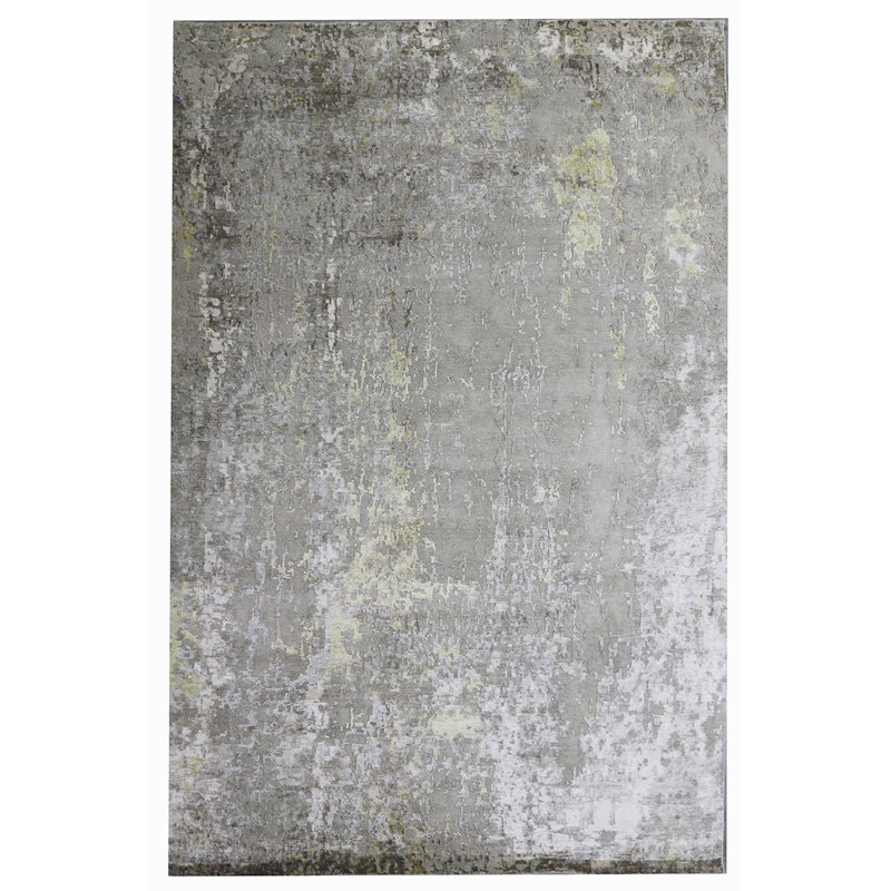 Wool Abstract Area Rug in Gold, Rectangle 2' x 3'