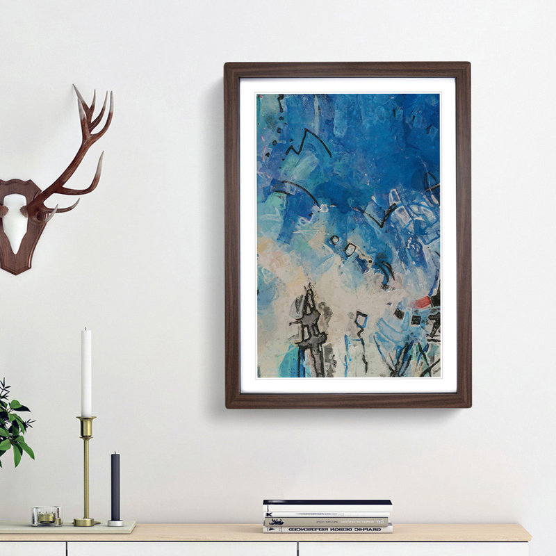 Abstract Art Painting Vol.2 - Picture Frame Painting Print, 36cm H x 27cm W x 2cm D, Walnut Framed