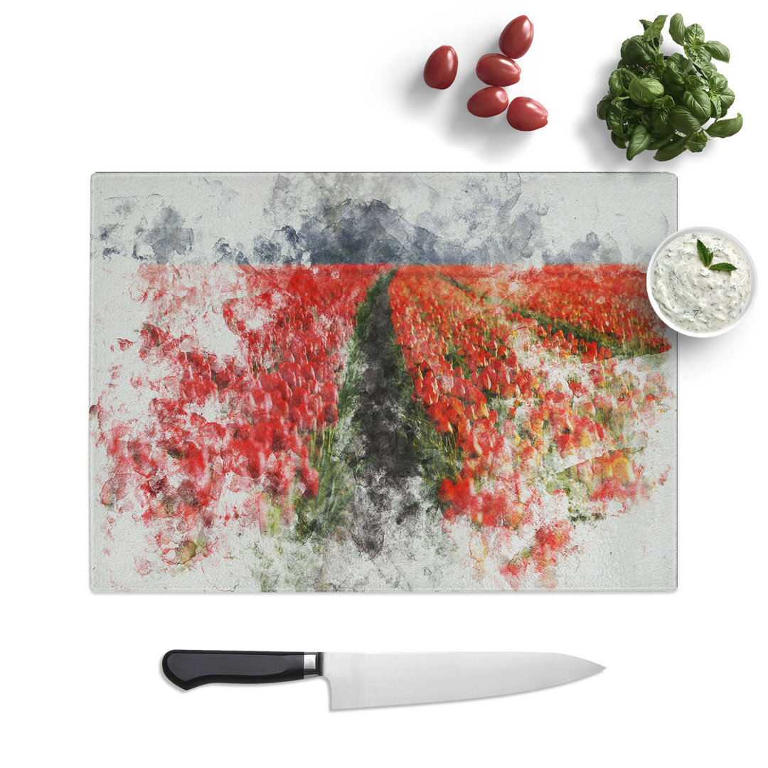 Field of Tulips Watercolour Chopping Board