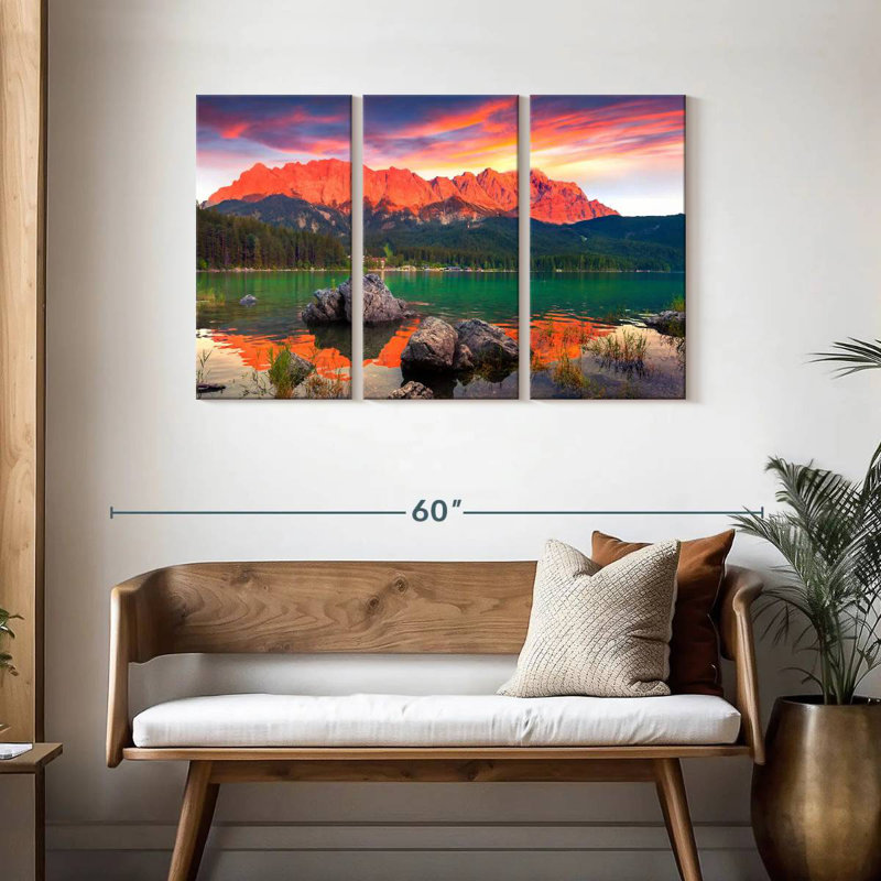 Alvord Eibsee Lake Mountain Scene, 28" H x 45" W