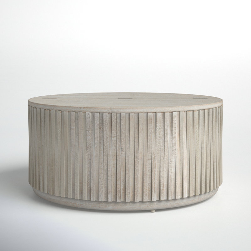 Sylvia Solid Wood Drum Coffee Table with Storage