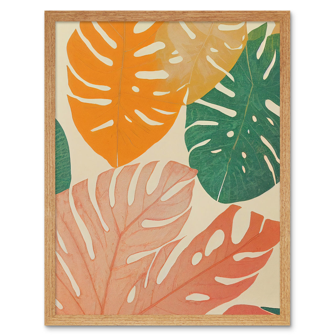 Pastel Monstera Leaves Botanical Artwork - Print