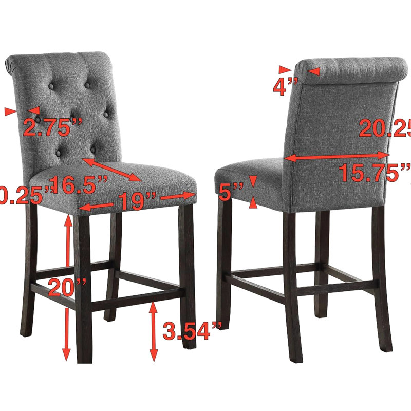 2 tabourets de salle à manger à hauteur de comptoir brun clair, avec 2 pieds à dossier haut de luxe doux et base, Tanné