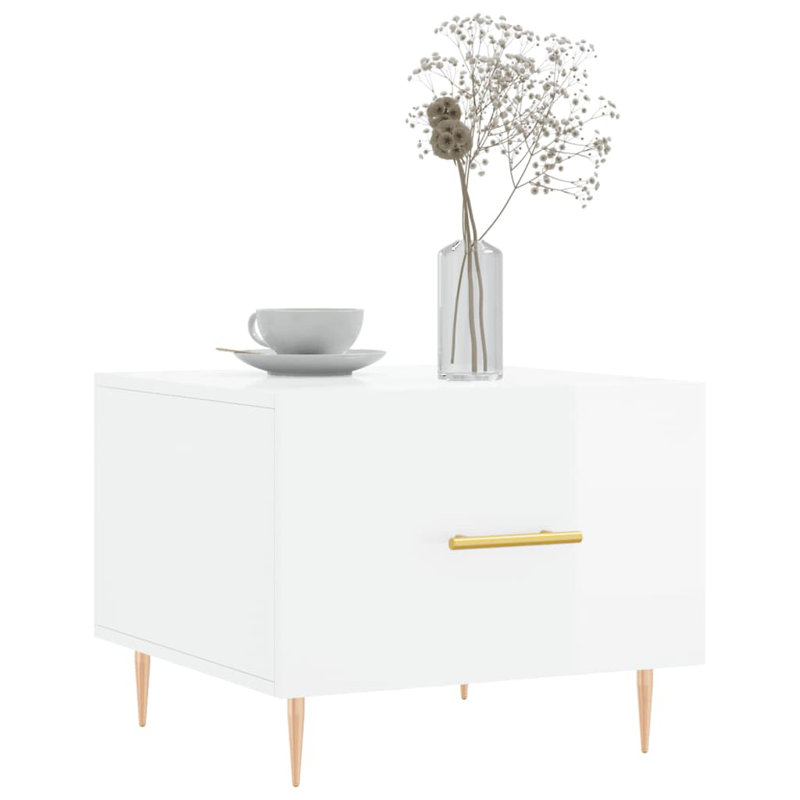 Four Leg Coffee Table with Storage, high gloss white