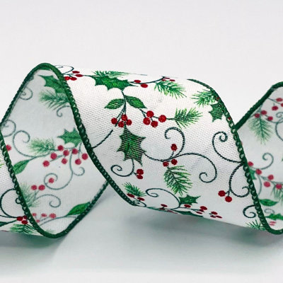 1,5 "X50YDS Décorer avec un ruban câblé Holly
