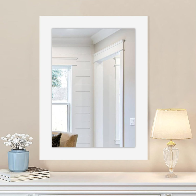 Wood Rectangle Mirror, White, 32" x 24"