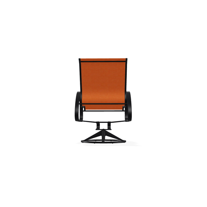 Aruba 1 Outdoor Dining Armchair, Textured Black, Canvas Tangerine Sunbrella® Canvas