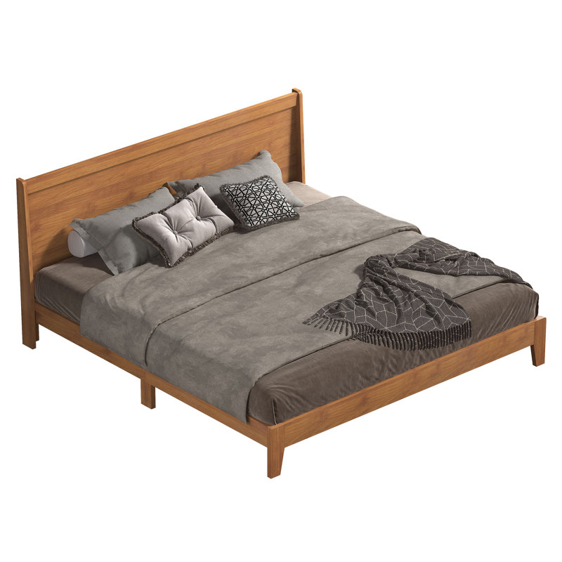 Branquinha Modern Queen Bed With Headboard, Queen, Amber Walnut