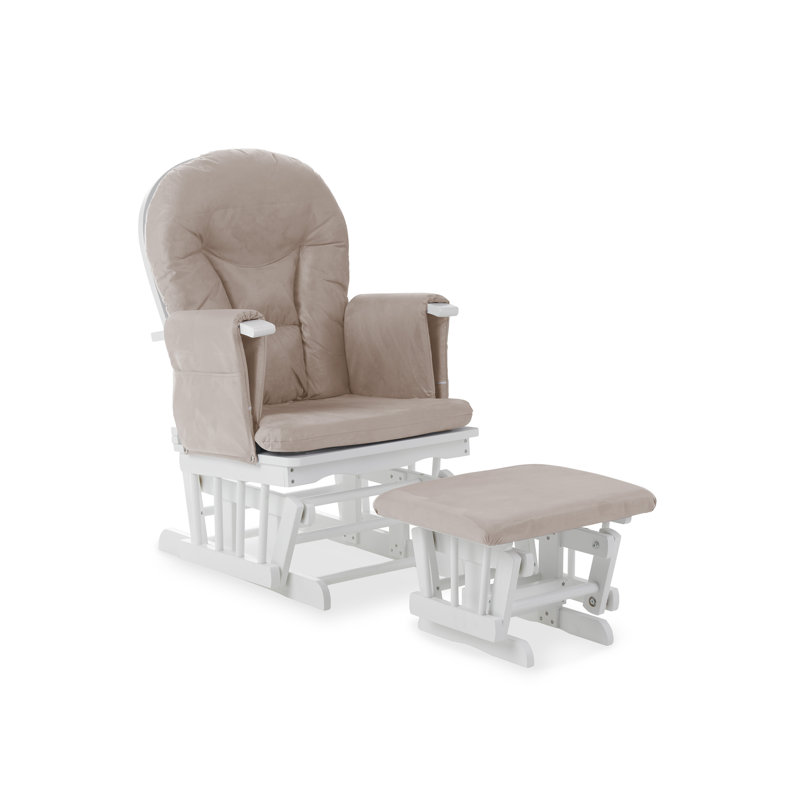 Reclining Glider Nursing Chair and Footrest, Sand