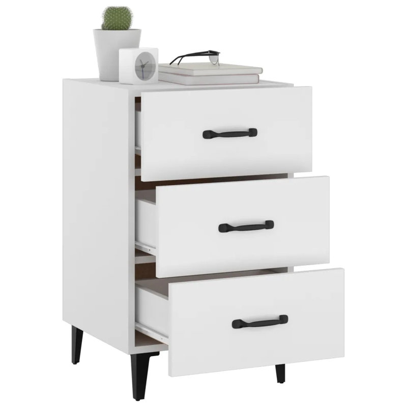 Westbury 40cm W Bedside Table, White/Black