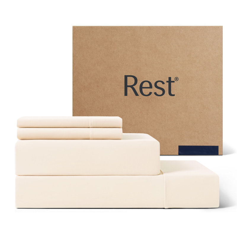 Ensemble de draps 4 pièces REST Everco®, Ensemble de draps pour très grand lit avec 2 taie, Neige, ivoire