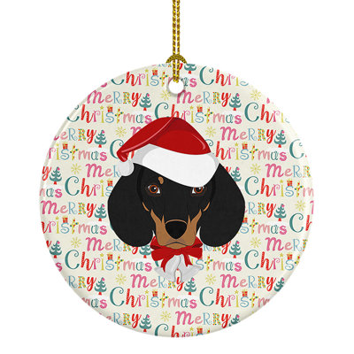Ornement suspendu teckel Merry Christmas