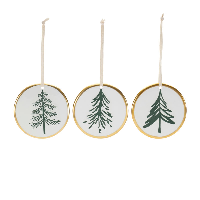 Ceramic Pine Tree Disc Ornament