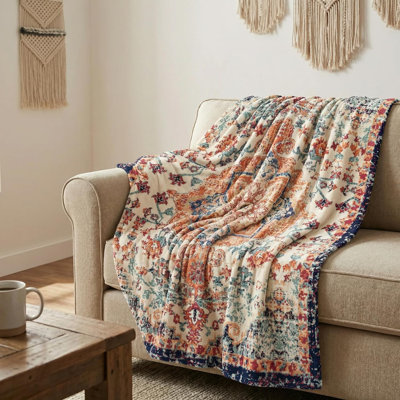 Jeté Boho Bohemia, couvertures en fausse fourrure moelleuses en fausse fourrure de style campagnard rustique Vintage Country, cadeaux idéaux pour les enfants adultes, épouse,